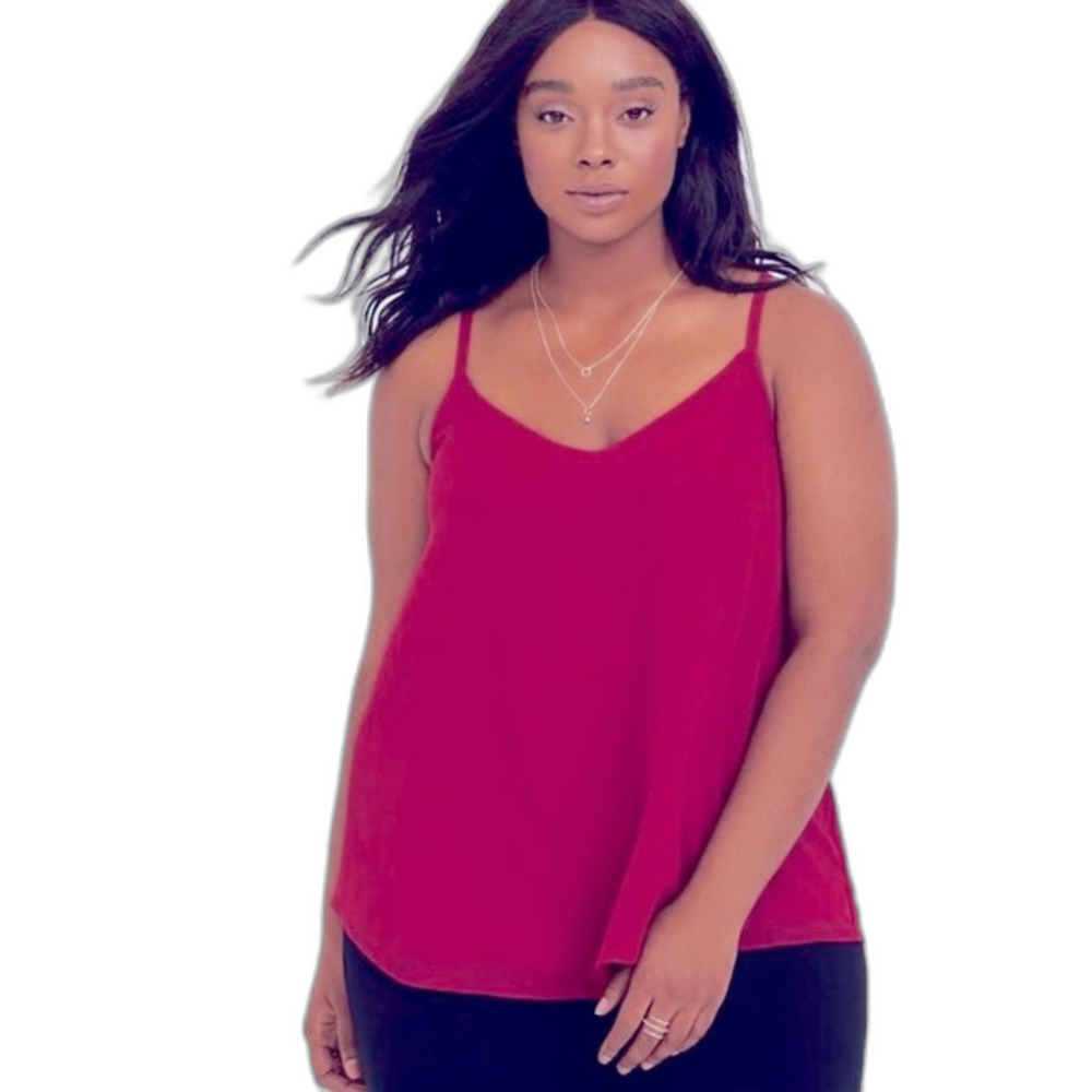 Torrid Women's Red Semi-Sheer Sleeveless Tiered Flowy Swing Top Size 2 (2X)